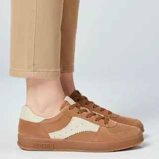 Tênis Feminino Bottero Couro Legítimo Casual Sola Reta Leve Macio Confortável Original