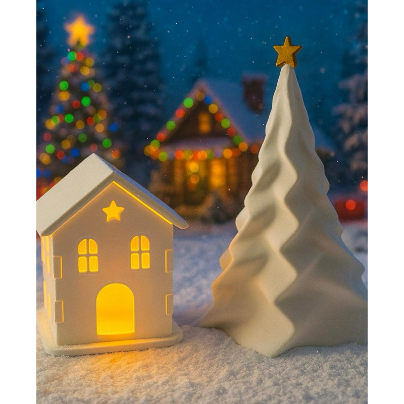 Kit natal Casinha Iluminada + Árvore de Natal Decorativa