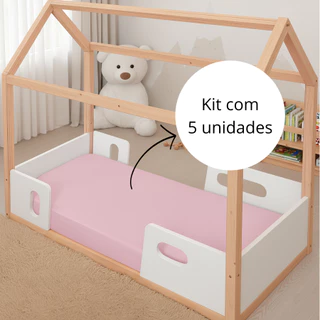 Kit 5 Lençol Com Elástico Mini Cama Montessoriana 150X70cm Menina Menino em Oferta na Shopee