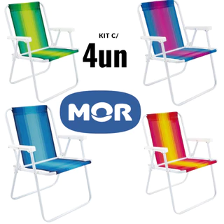 Kit 4 Cadeira de Praia Mor Aço Cores Sortidas 110kg Oferta em Oferta na Shopee
