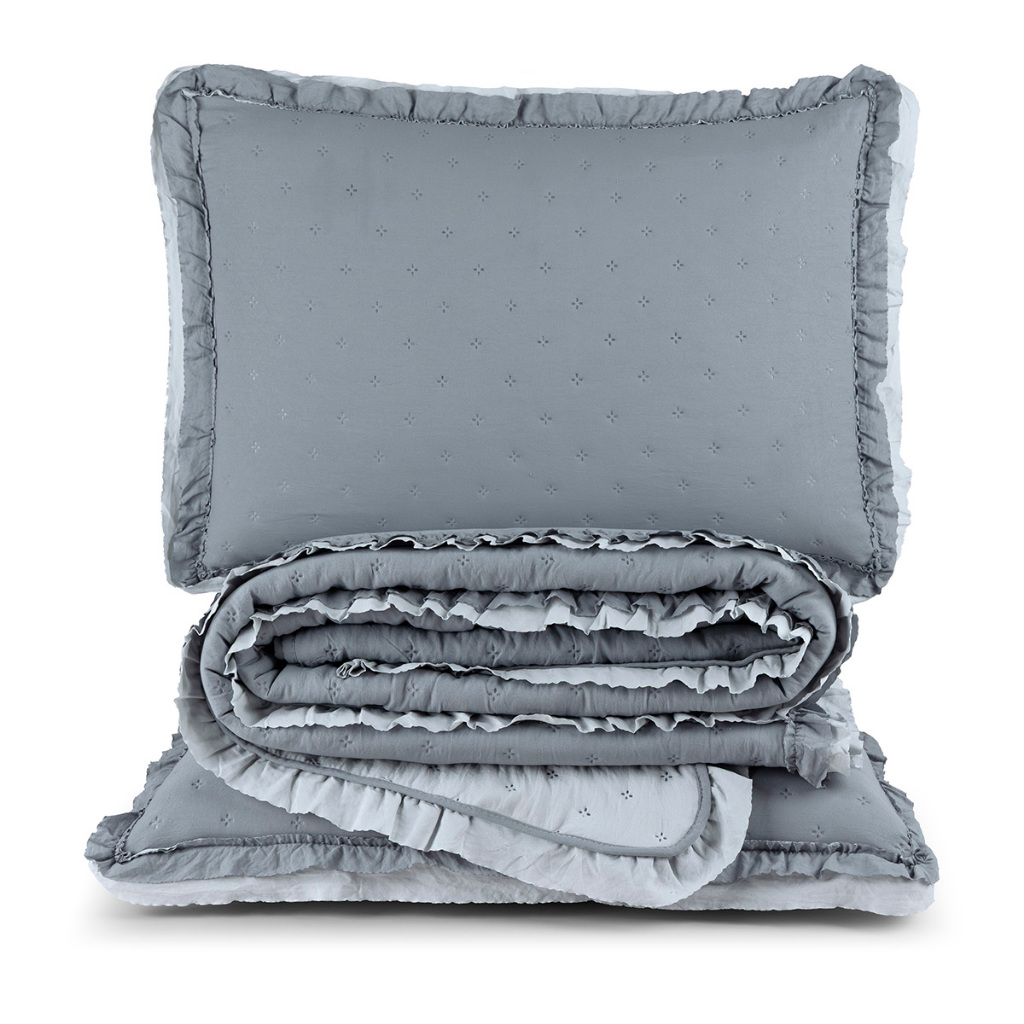 Cobre Leito Colcha Casal | Queen | King 200 Fios Super Soft Dupla Face 3 Peças Babadinho - Alice