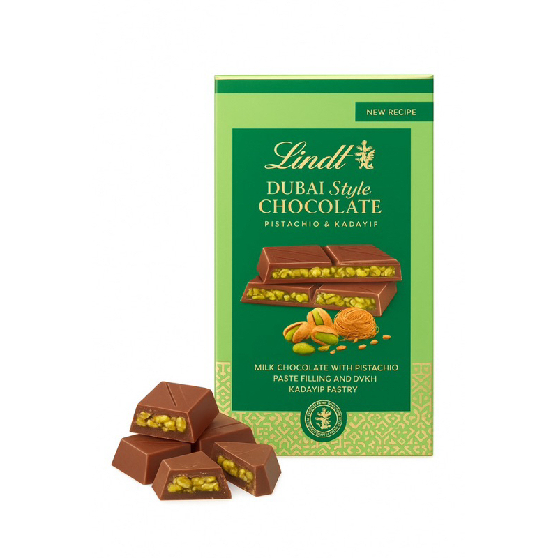 Lindt Dubai Style Chocolate - Pistache e Kadayif (Edição Especial