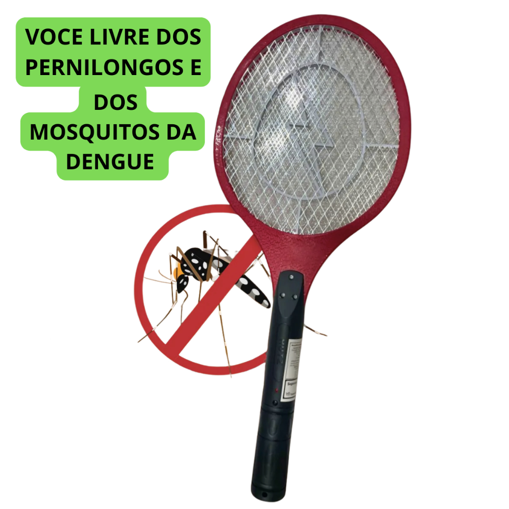 Raquete Elétrica Mata Mosquito Dengue Insetos Recarregável - (Cores Sortidas)