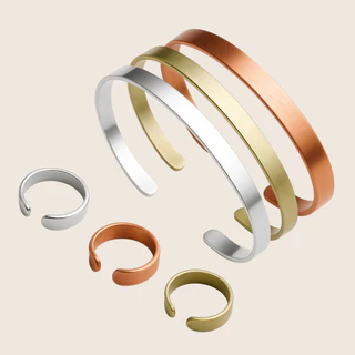 Kit Pulseira + Anel de Cobre Puro / Aço Inox / Moeda Antiga Unissex em Oferta na Shopee