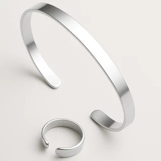 Kit Pulseira + Anel de Aço Inocidável Puro Unissex (tem de moeda antiga e cobre 100% puro tambem) em Oferta na Shopee