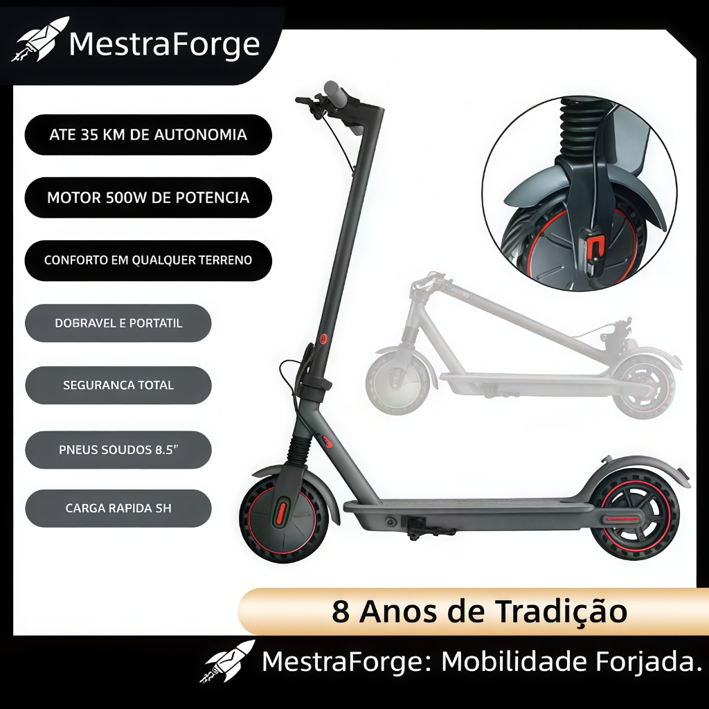 mestraforge Patinete Elétrico Dobrável | Hoverboard de Autoequilíbrio com Alça | Presente Perfeito para Todos