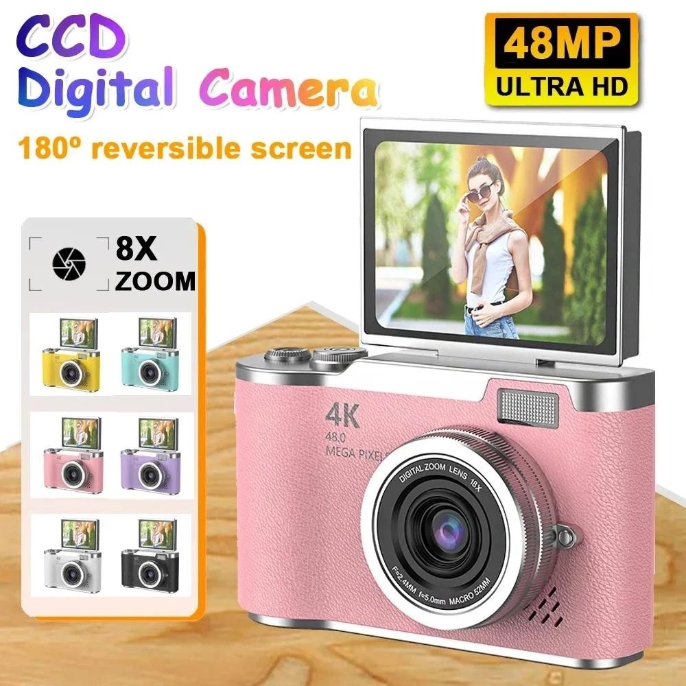 Câmera Digital CCD NOVA 48MP com Tela Flip 4K 8X Zoom | Presente