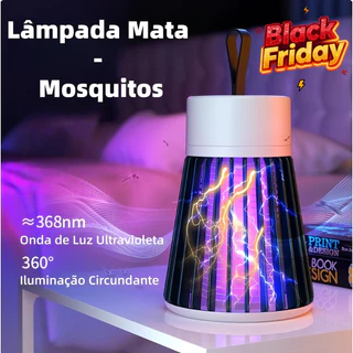 Lâmpada Elétrica Mata-Mosquitos com Luz Ultravioleta, USB Recarregável, Armadilha para Insetos
