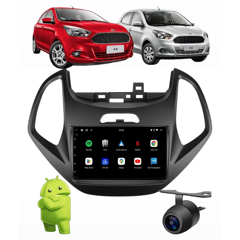 Multimídia Android CarPlay GPS Ford Ka 2014 2015 2016 2017 2018 ...