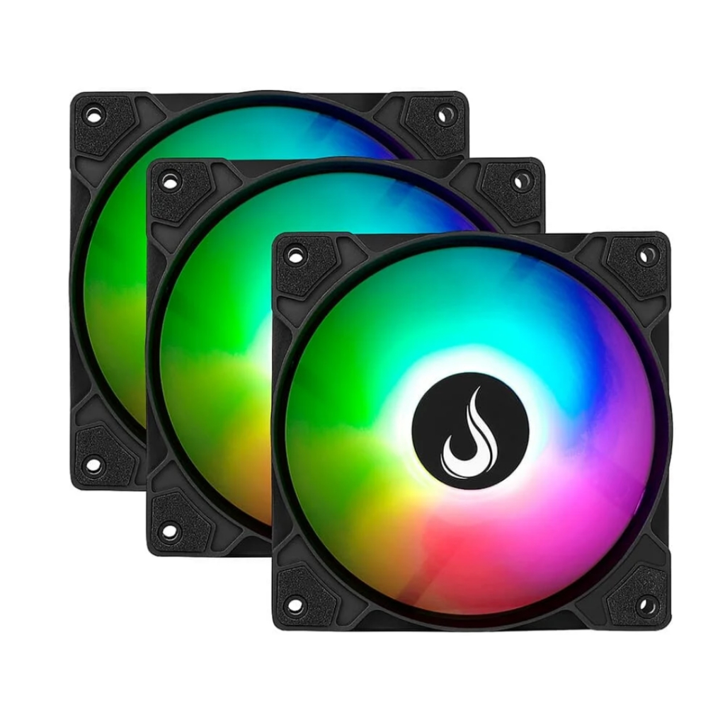 Kit 3 Cooler Fan LED RGB Rainbow Fixo Black 120mm Rise Mode para ...
