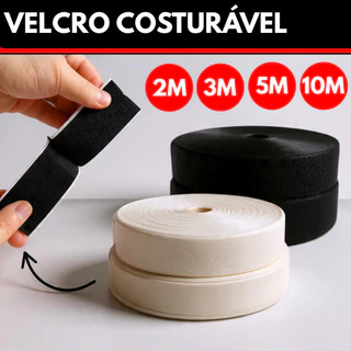 Velcro Fecho de Contato Costuravel Femea e Macho Para Costura Calçados Roupas Mochila Branco e Preto