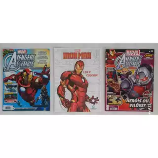 Kit 2 Gibis Histórias em QUADRINHOS MARVEL VIGADORES e 1 HOMEM DE FERRO p/ Colorir