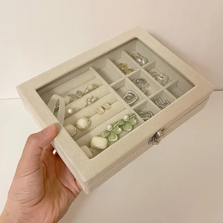 Porta Joias Caixa Organizadora De Veludo Transparente Com Fecho Para Anéis Brincos Colares Pulseiras em Oferta na Shopee
