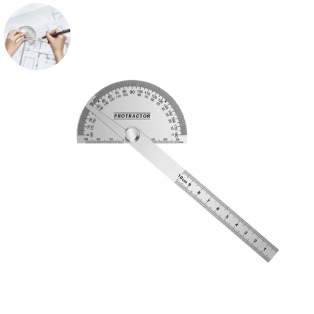 Transferidor De Grau 0-180º Em Aço Inox Com Régua Profissional