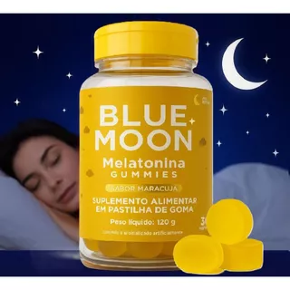 Blue Moon Melatonina em Gomas – Suplemento Noturno Sabor Maracujá 30un em Oferta na Shopee