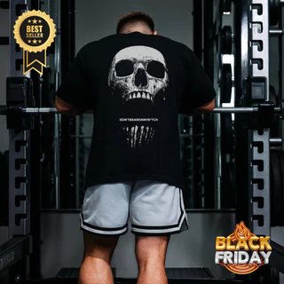 Camiseta Oversized Masculina Streetwear Algodão Caveira Academia BT