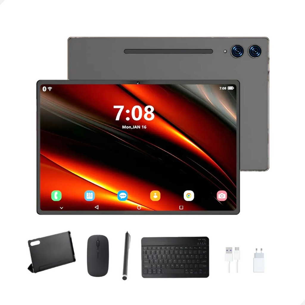 Tablet Pc Com Capa Teclado Mouse Fone Caneta 128gb 8 De Ram