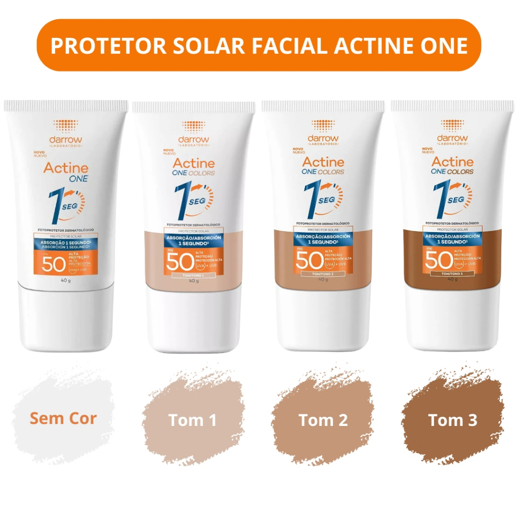 Protetor Solar Facial Actine One Colors FPS50 40g - Todas as Cores ...