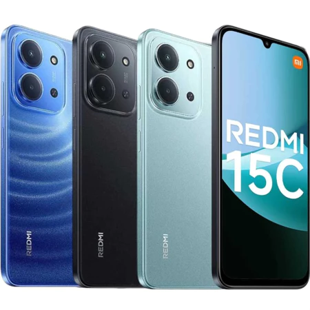Smartphone Xiaomi Redmi 15C 4G 128GB 4GB RAM 4GB Memoria Virtual 50MP 8MP Preto Verde Azul