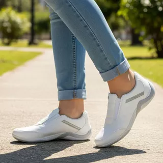 Tênis Kolosh Feminino Slip on Calce Fácil Branco Acolchoado Confort Original Kolosh