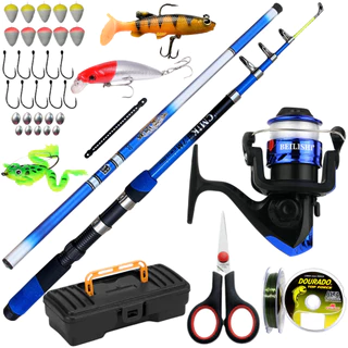 Kit  Completo Molinete De Pesca Vara Telescopica Mão Anzol Isca Artificial  Pescar Mar Praia Represa em Oferta na Shopee