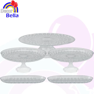 Kit Linha Lapidada com 1 Boleira lapidada 32 cm, 2 Boleiras Lapidadas 24 cm, 2 bandejas lapidada