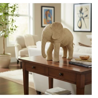 Estatueta Elefante ou Coruja - Imitação de Sisal - Estilo Rattan -  Nova Tendência em Oferta na Shopee