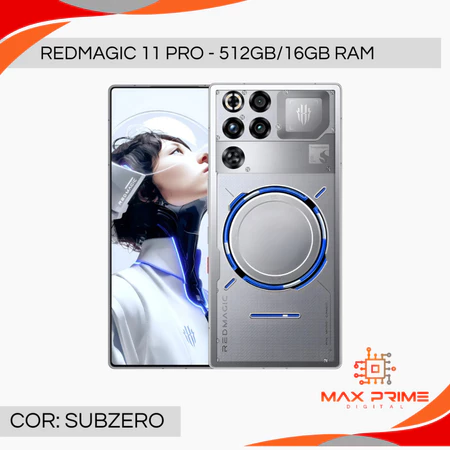 Smartphone Redmagic 11 Pro na cor Subzero com 512GB de armazenamento e 16GB de RAM
