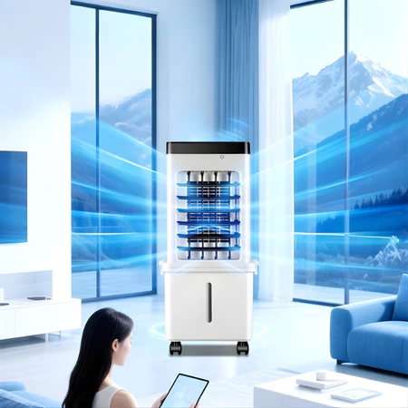 Mini Ar Condicionado Climatizador Torre Portátil com Umidificador e Resfriador de Ar 3 Velocidades e Tanque de Água 9L