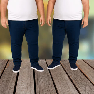 Calça Jeans Plus Size Masculina Trabalho Lycra Azul Escuro Preta 50 AO 70