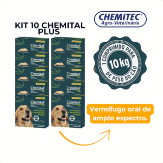 Kit 10 Vermífugo Chemital Plus Para Cães C/ 4 Comprimidos em Oferta na Shopee