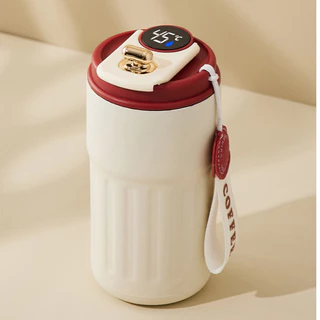 Copo Térmico Cafe Inox Portátil com tampa,420ml, Com LED Temperatura Antivazamento