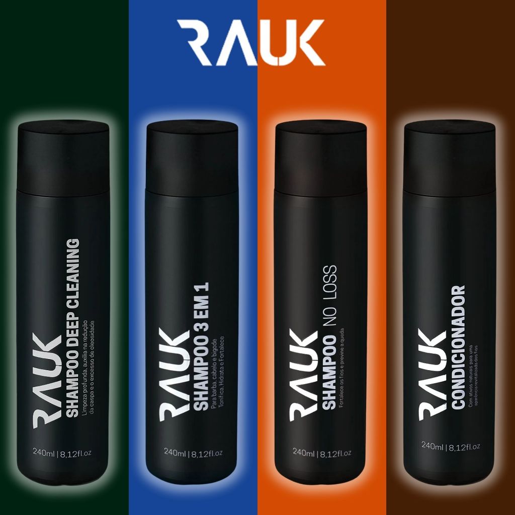 Kit Shampoo Masculino Rauk Experience Limpeza Profunda Condicionador ...