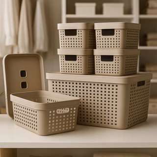 Kit 6 Caixa Organizadora com Tampa 17 L 4,5 L 2 L Cesto Grande em Plástico para Organização em Oferta na Shopee