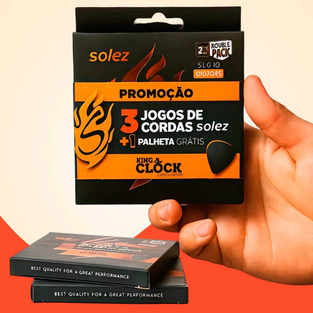 Kit 3 Jogos Corda Guitarra Solez Original Palheta 0.09 / 0.10