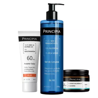 Principia Kit Rotina Essencial - Gel hidratante GH-01 + Protetor Solar PS-01 FPS60 + Gel de Limpeza GL-02 em Oferta na Shopee