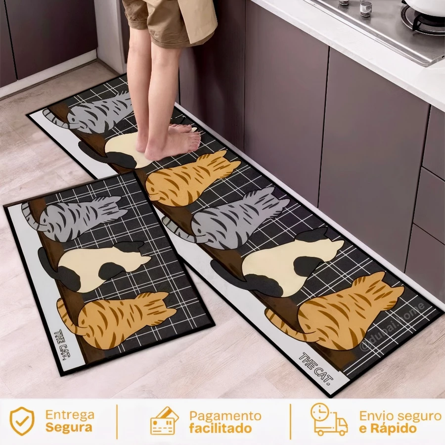 Kit de tapetes e passadeira para cozinha Belga — 2 peças