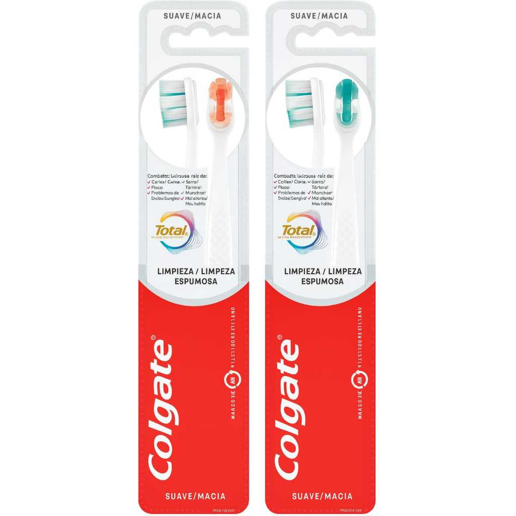 Escova de Dente Colgate Total Limpeza Espumosa - Macia 2 escova ...