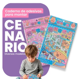 Caderno Adesivos 3d 4/6/8 Cenários para montagem livro interativo para Montar e Decorar em Oferta na Shopee