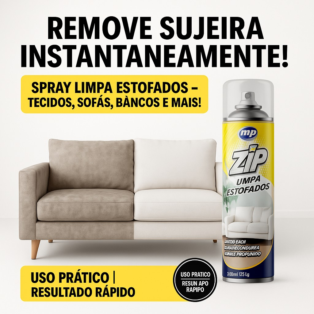Limpa Estofados Zip Clean 300ml – Espuma Mágica a Seco | Remove Manchas ...