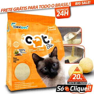 Areia Higiênica Biodegradável Gatos Catbio Max Clean Mandioca Forma Torrão Sem Odor Super Premium