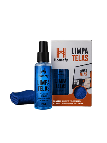 Kit Limpa Telas Homefy 120 ml + Pano de Microfibra 15 x 15 cm