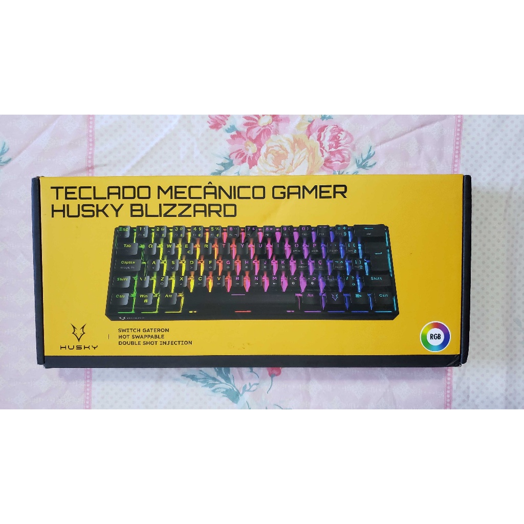 Teclado Mecânico Gamer Husky Blizzard, 60%, RGB, Switch Gateron Red, ABNT2, Preto