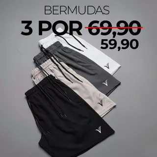 Kit 3 Bermuda Elastano Masculina Original VLS Shorts Tactel