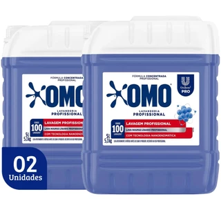 Kit 2 Unidades Lava Roupas Liquido Profissional Omo Pro 5L Lavanderia