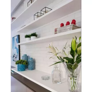 Prateleira Decorativa 100x25 MDF 15mm Branco Com Suportes em Oferta na Shopee