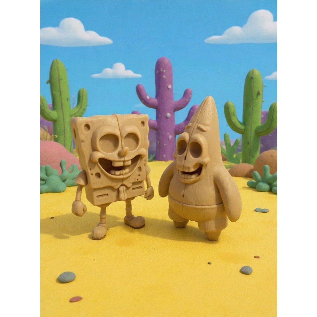 Action Figure - Bob Esponja e Patrick – Skeleton Style (Impressão 3D ...