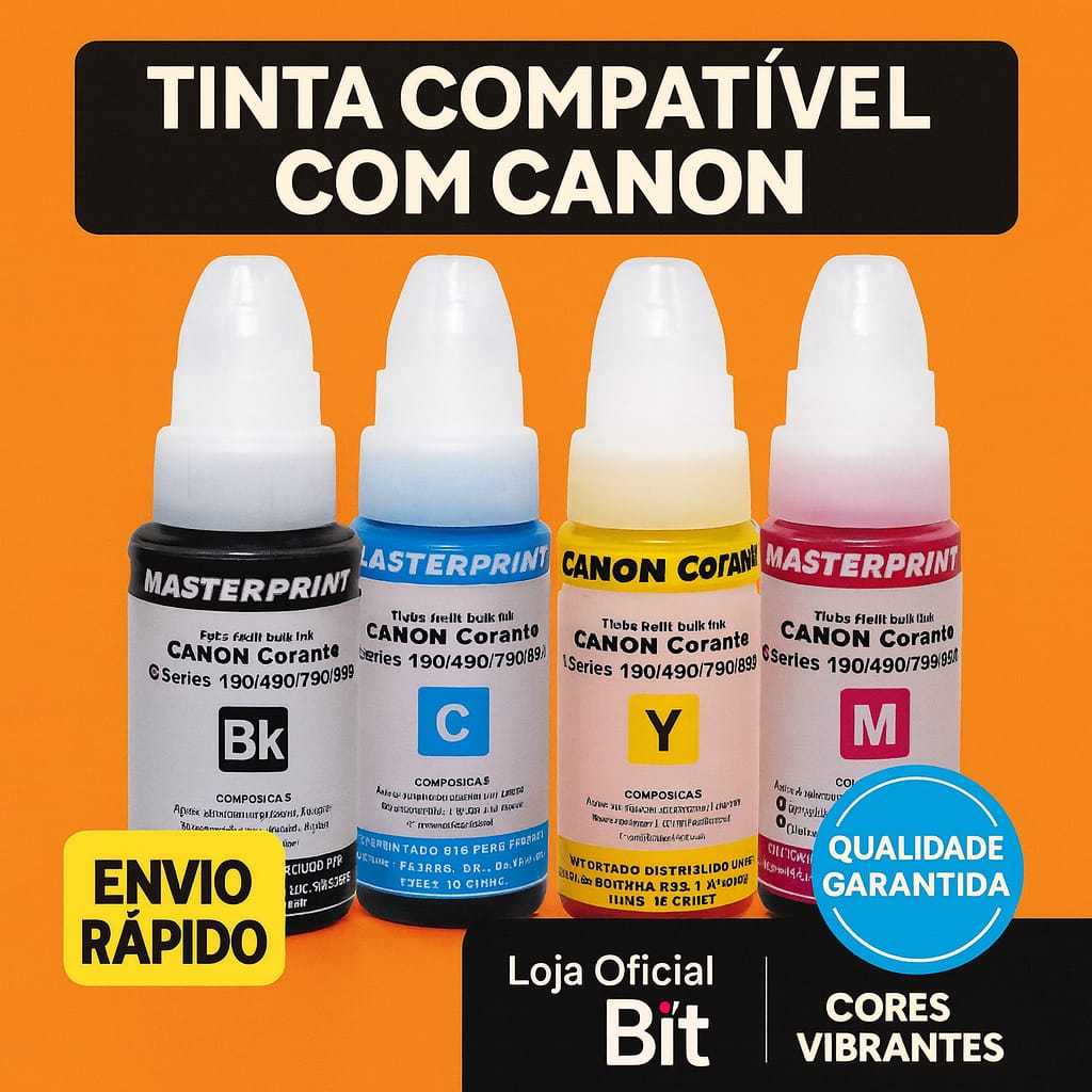 Kit 4 Tintas Canon GI-190 CMYK Masterprint – G1100 G1110 G2100 G3100 ...
