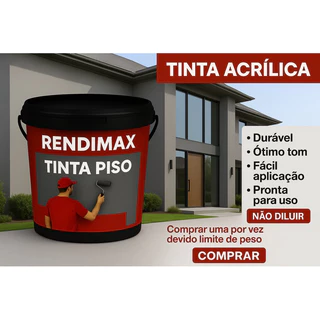 Tinta Piso Rendimax 18 KG Resistente Rende Muito Anti Mofo Sem Cheiro Cobre Fisuras Super Resistente