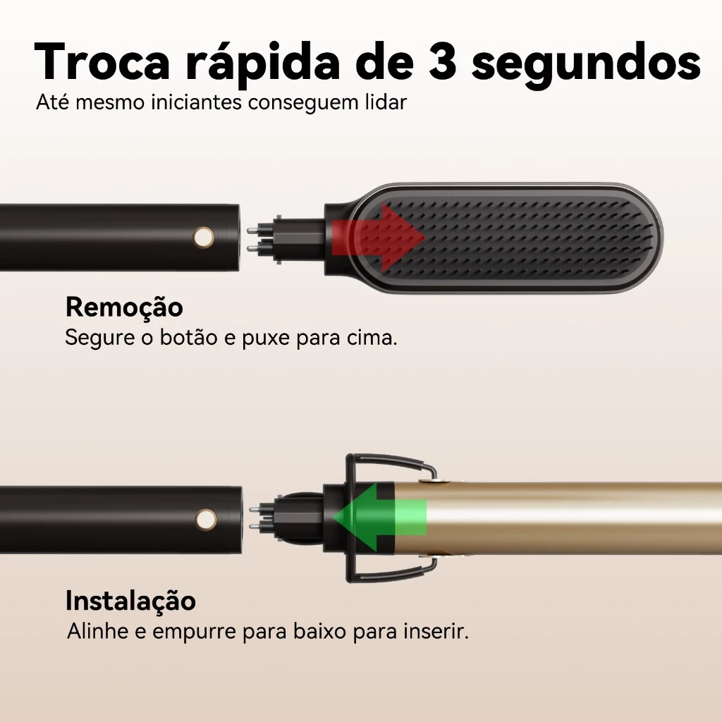 Detalhes de troca rápida do modelador de cabelo em 3 segundos
